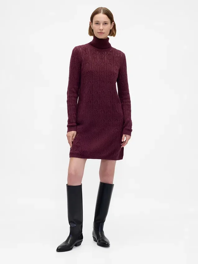 Pull à col roulé en maille pointelle CashSoft
