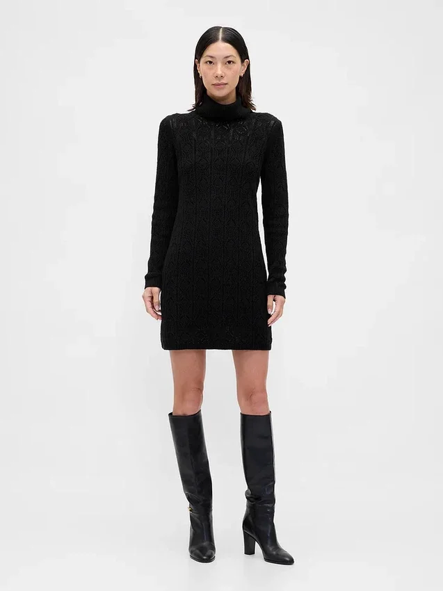 Pull à col roulé en maille Pointelle CashSoft