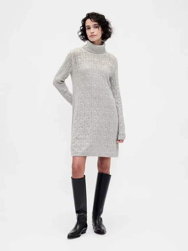Pull à col roulé en maille pointelle CashSoft