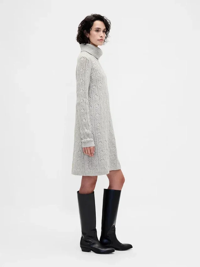 Pull à col roulé en maille pointelle CashSoft