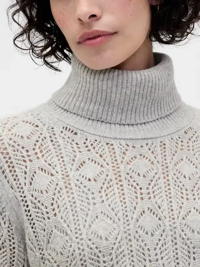 Pull à col roulé en maille pointelle CashSoft