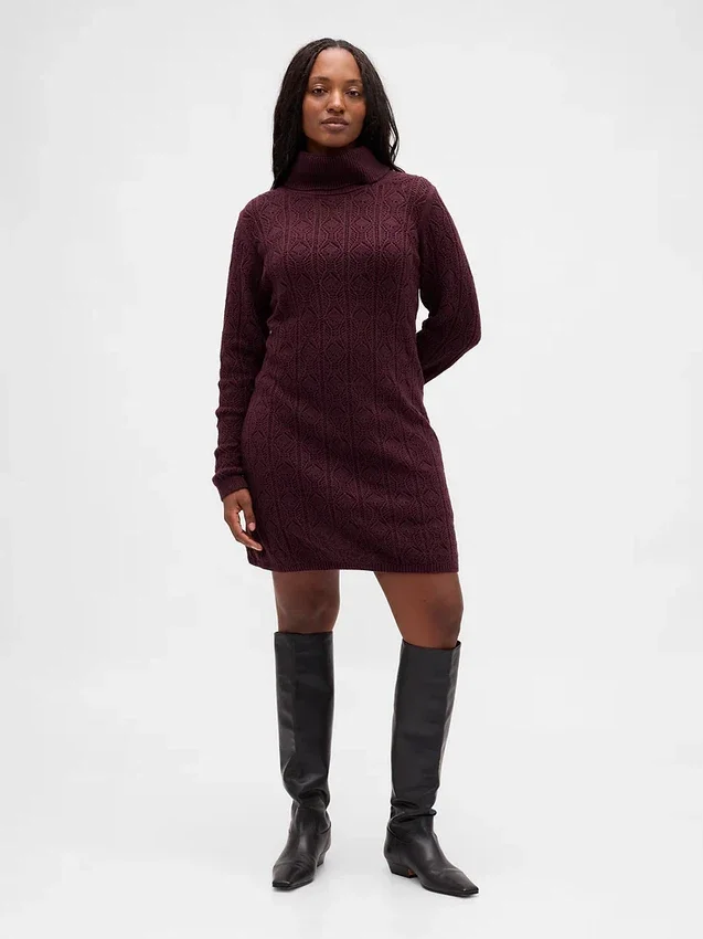 Pull à col roulé en maille pointelle CashSoft