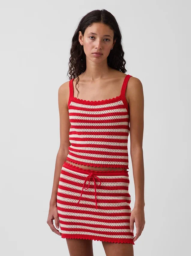 Pull court en coton 100 % au point de crochet