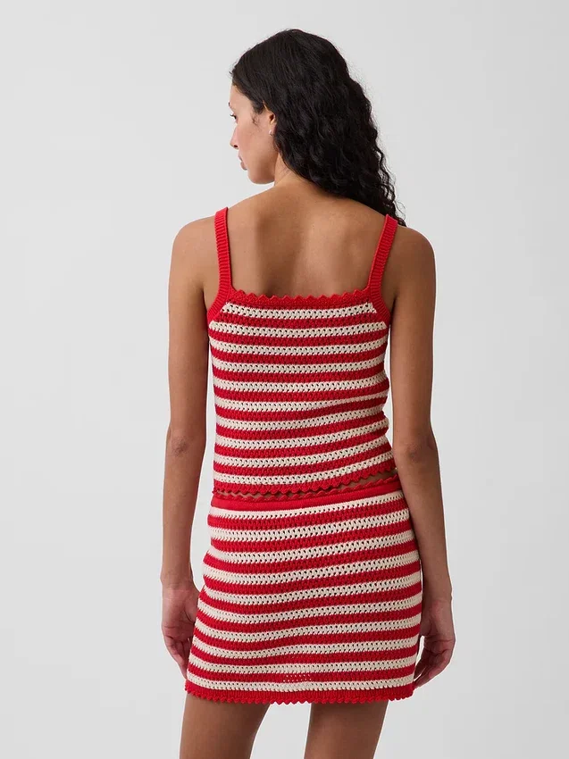 Pull court en coton 100 % au point de crochet