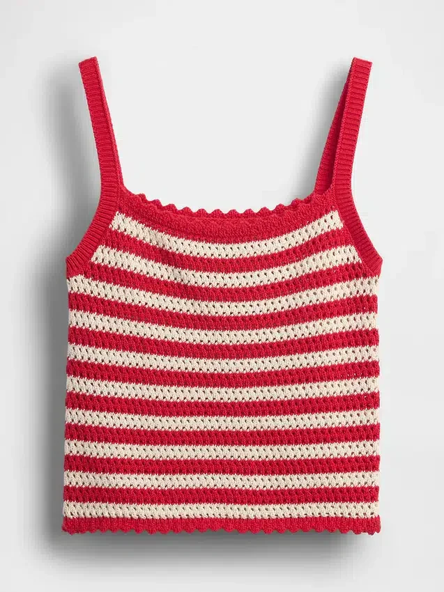 Pull court en coton 100 % au point de crochet