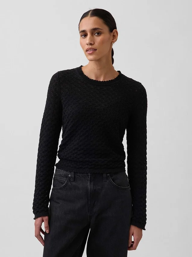 Pull court en pointelle 100 % coton