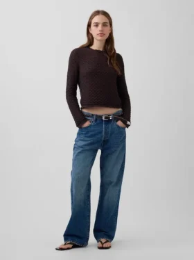 Pull court en pointelle 100 % coton