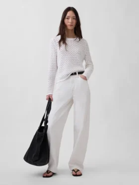 Pull court en pointelle 100 % coton