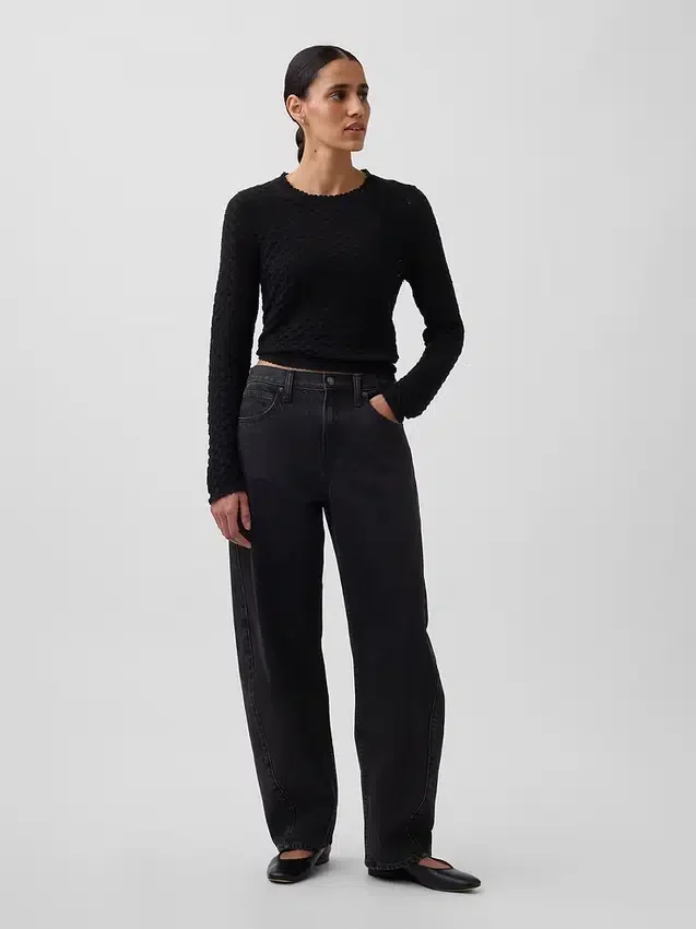 Pull court en pointelle 100 % coton