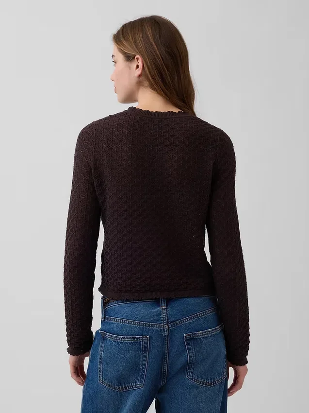 Pull court en pointelle 100 % coton