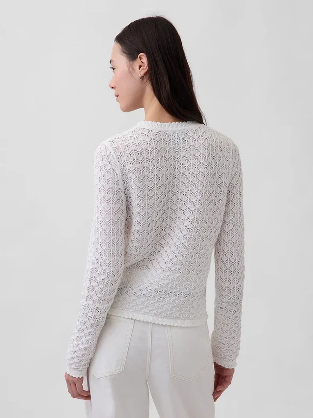 Pull court en pointelle 100 % coton