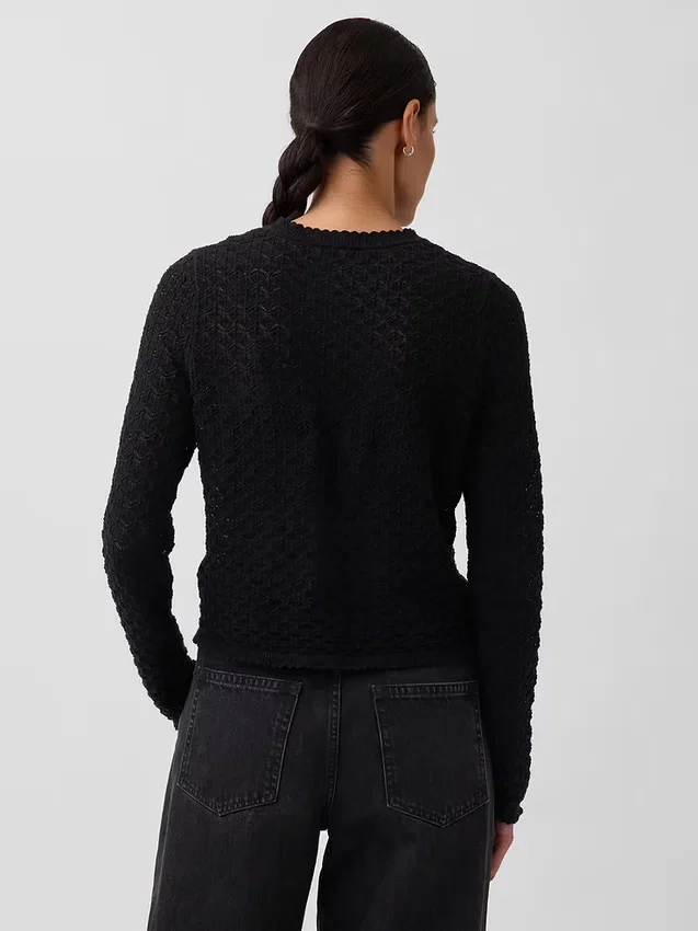 Pull court en pointelle 100 % coton