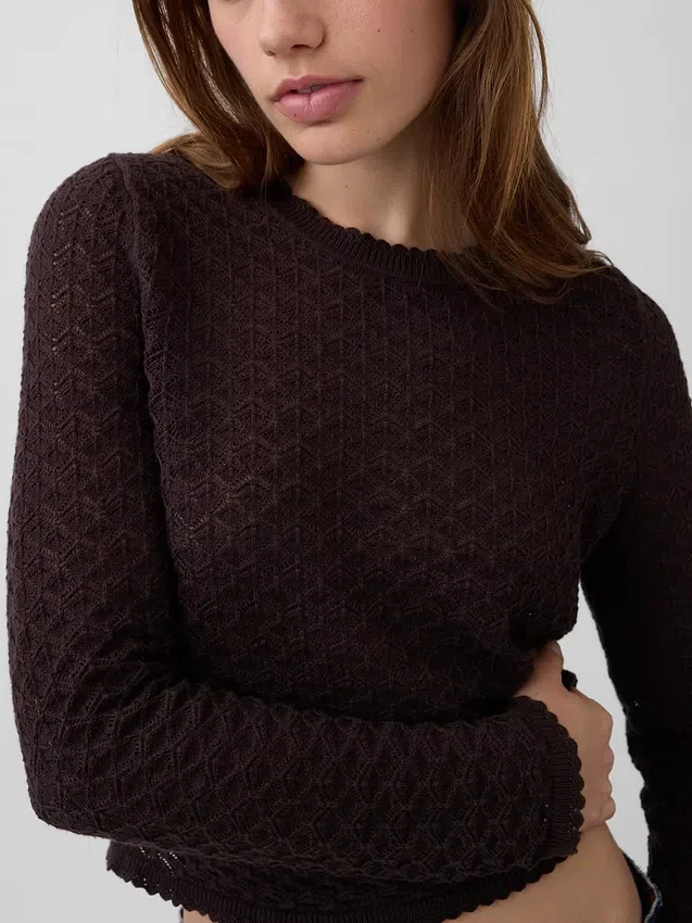 Pull court en pointelle 100 % coton