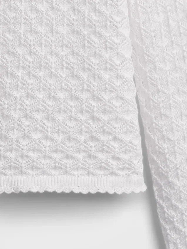 Pull court en pointelle 100 % coton