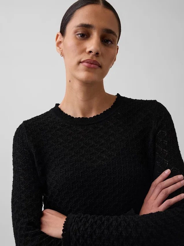 Pull court en pointelle 100 % coton