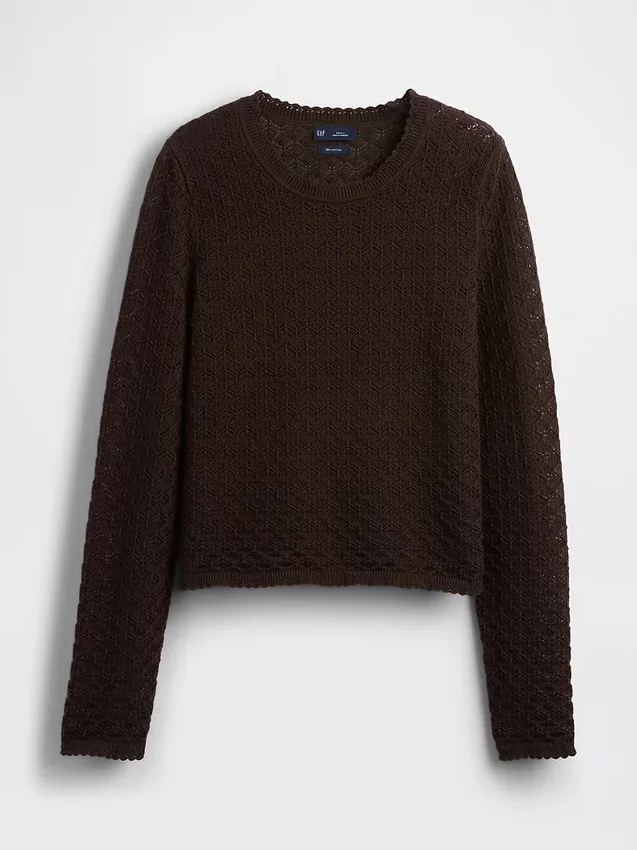 Pull court en pointelle 100 % coton