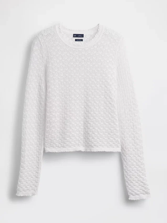 Pull court en pointelle 100 % coton