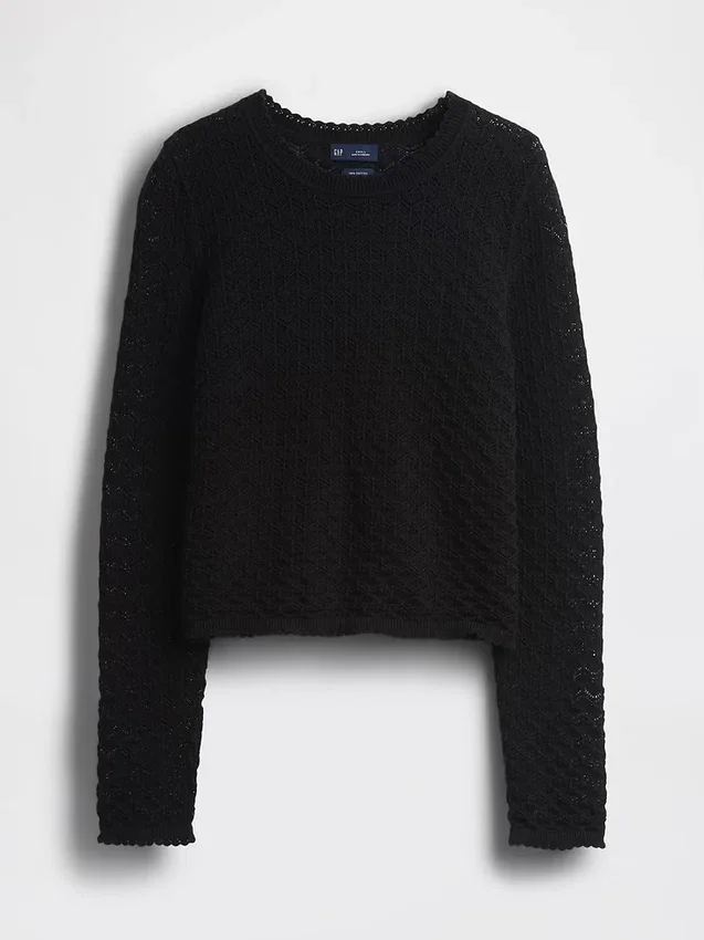 Pull court en pointelle 100 % coton