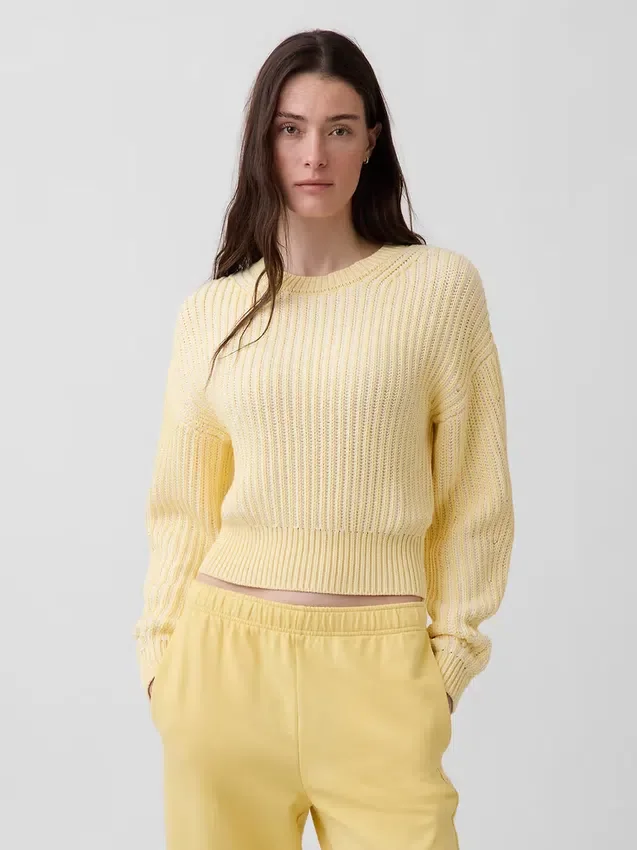 Pull court à manches évasées 100 % coton