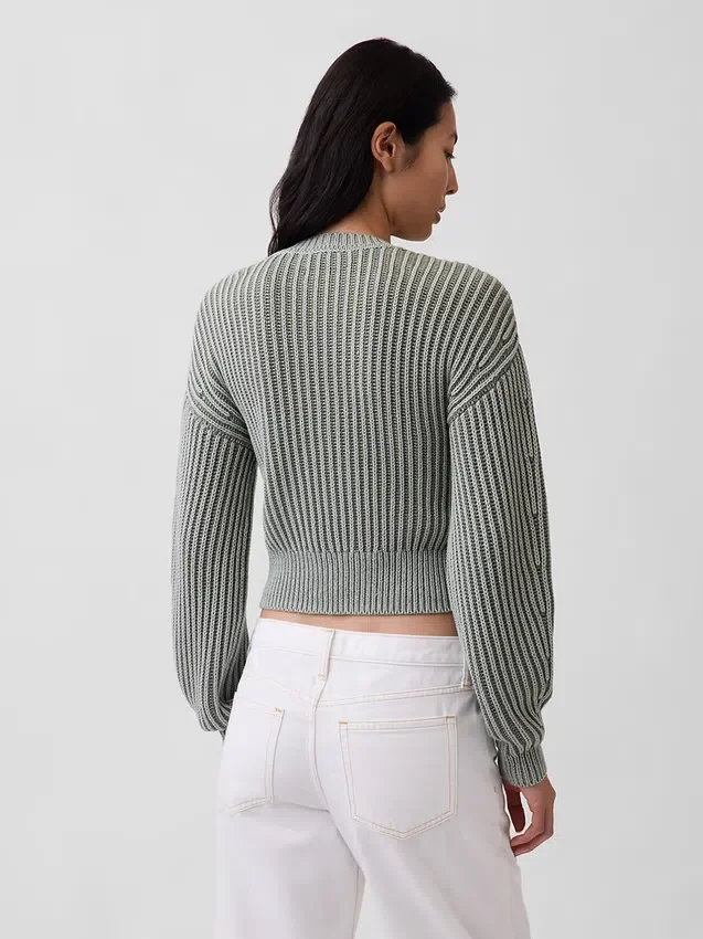 Pull court à manches évasées 100 % coton
