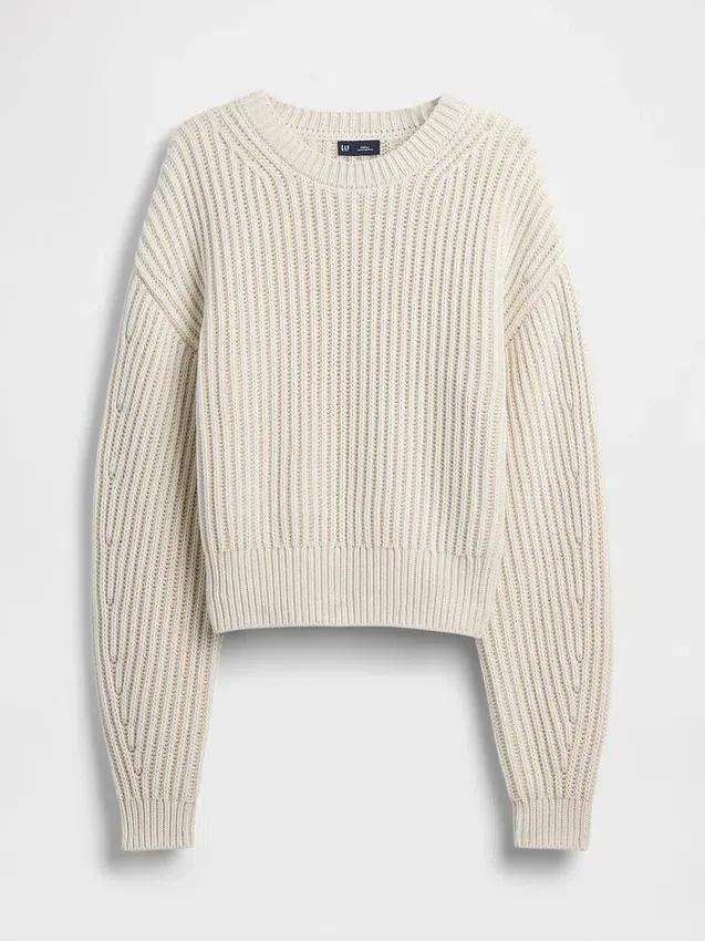 Pull court à manches évasées 100 % coton