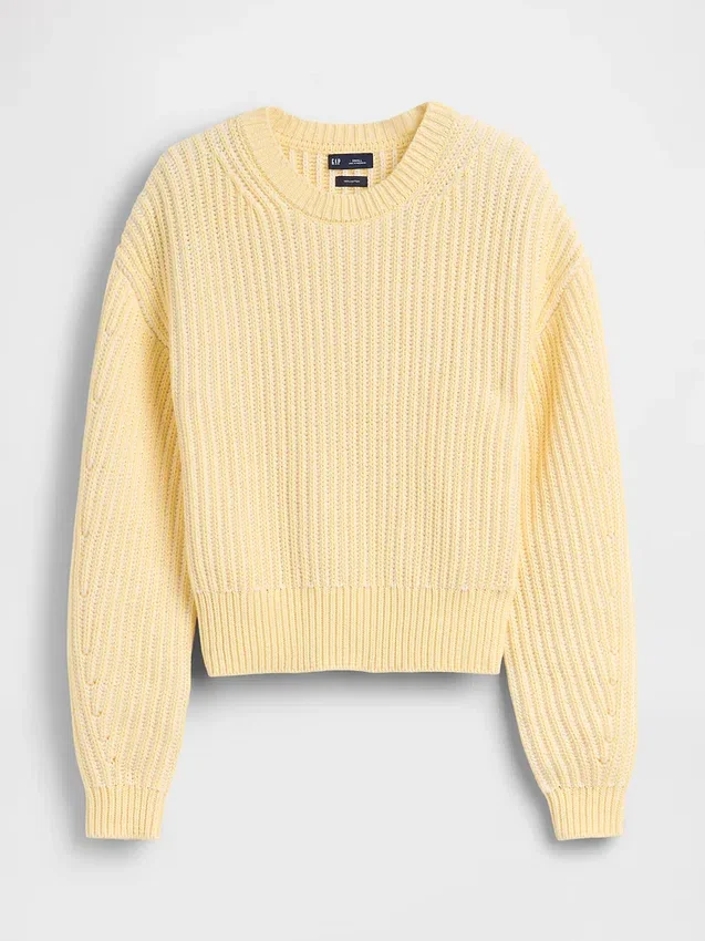 Pull court à manches évasées 100 % coton