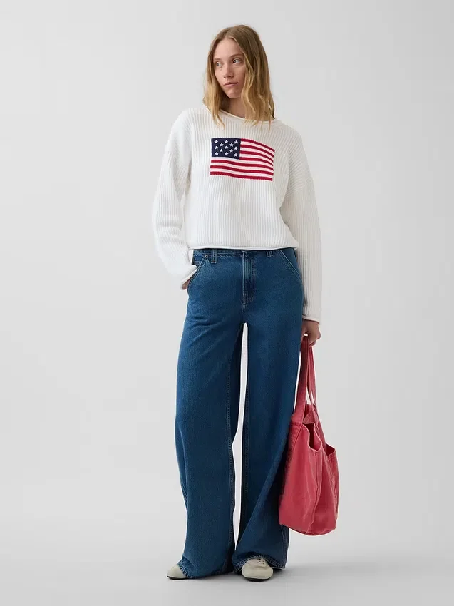 Pull court oversize « Americana » 100 % coton