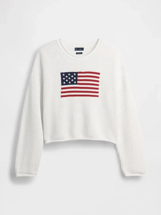 Pull court oversize « Americana » 100 % coton