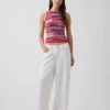 Pull court rayé 100 % coton