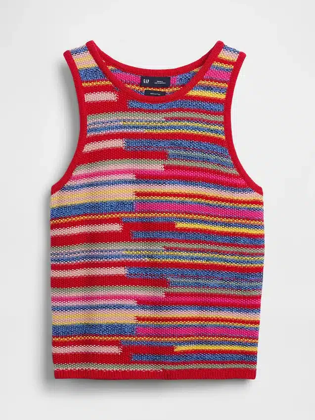 Pull court rayé 100 % coton
