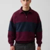 Pull à demi-zip oversize à rayures, en tissu épais
