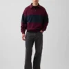 Pull à demi-zip oversize à rayures, en tissu épais