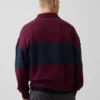 Pull à demi-zip oversize à rayures, en tissu épais