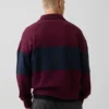 Pull à demi-zip oversize à rayures, en tissu épais