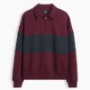 Pull à demi-zip oversize à rayures, en tissu épais