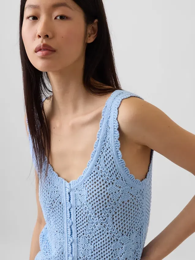 Pull en coton 100 % à mailles pointelles
