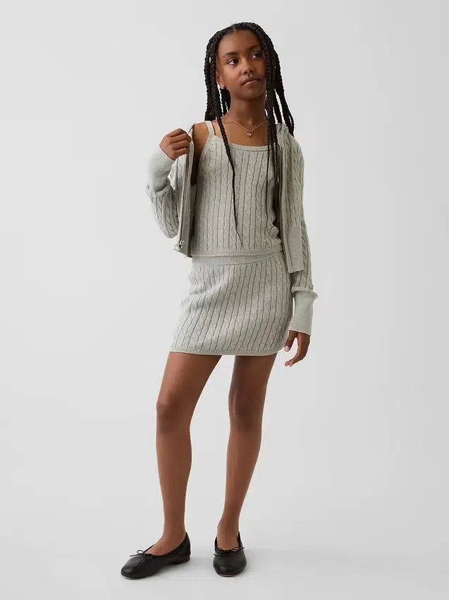 Pull en coton tricoté à torsades pour enfant