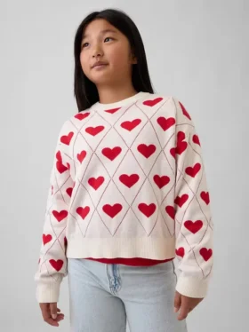 Pull enfant à col rond et imprimé graphique, coupe décontractée