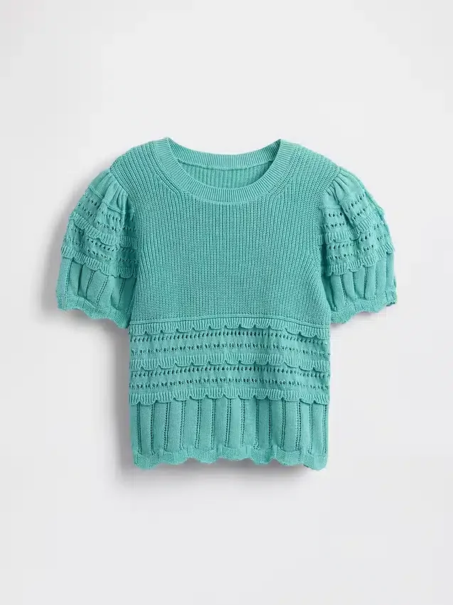 Pull enfant festonné à mailles variées
