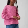 Pull enfant oversize à col rond en crochet