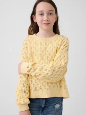 Pull enfant oversize à col rond en crochet