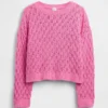 Pull enfant oversize à col rond en crochet