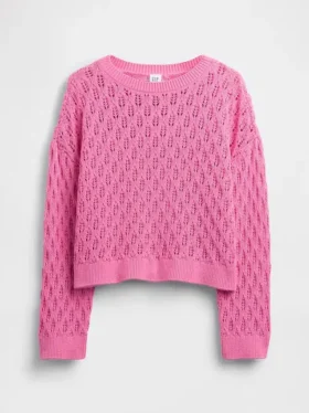 Pull enfant oversize à col rond en crochet