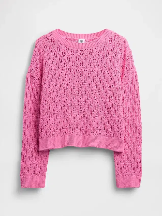 Pull enfant oversize à col rond en crochet