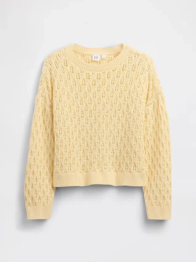 Pull enfant oversize à col rond en crochet