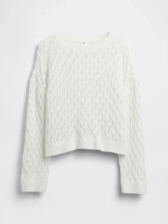 Pull enfant oversize à col rond en crochet
