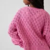 Pull enfant oversize à col rond en crochet