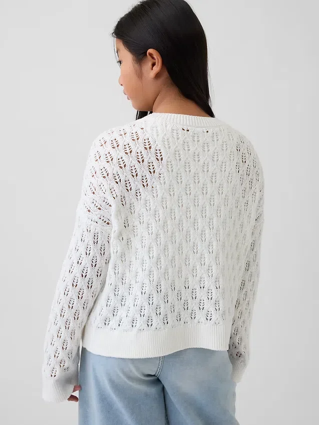 Pull enfant oversize à col rond en crochet