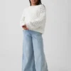 Pull enfant oversize à col rond en crochet