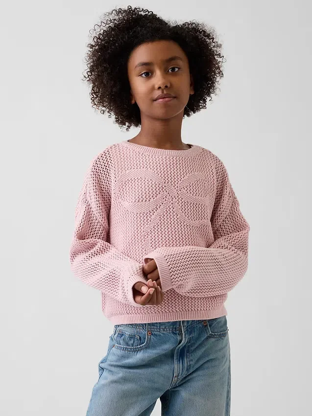 Pull graphique oversize en crochet pour enfant